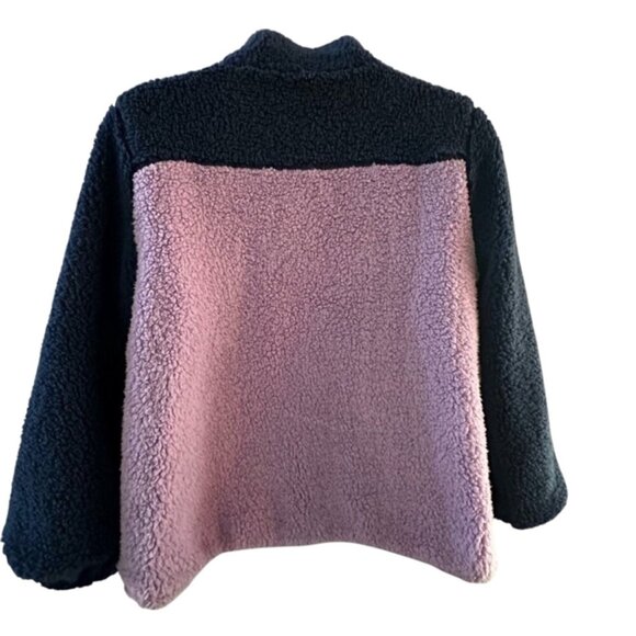 Style & Co Womens XL Sherpa Fleece Jacket Pink & Navy Two-Tone - Picture 3 of 11